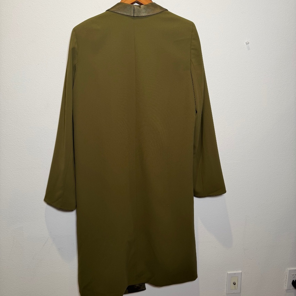 NWOT Alice + Olivia Olive Green Long Jacket Original Price $465 Sz: L - Picture 6 of 7